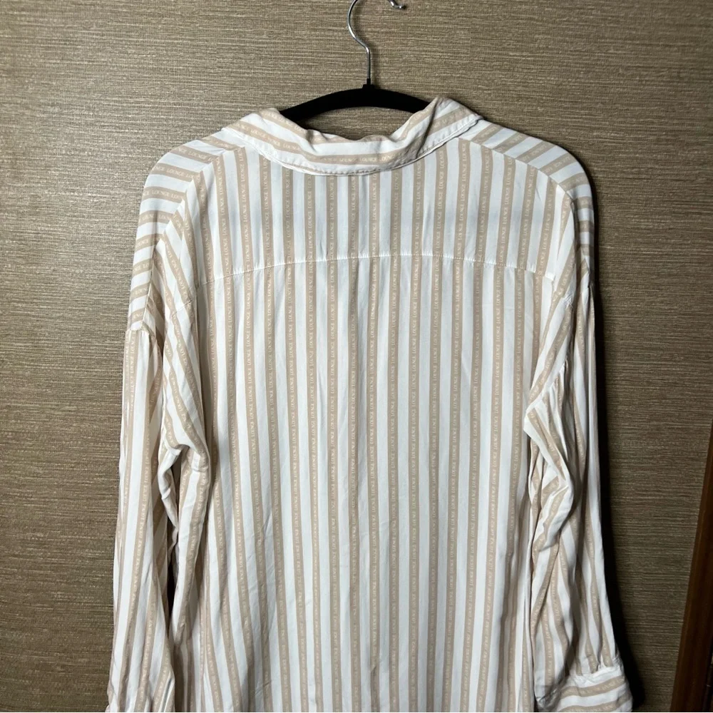 Lounge women’s sleep shirt tan & white stripped size small